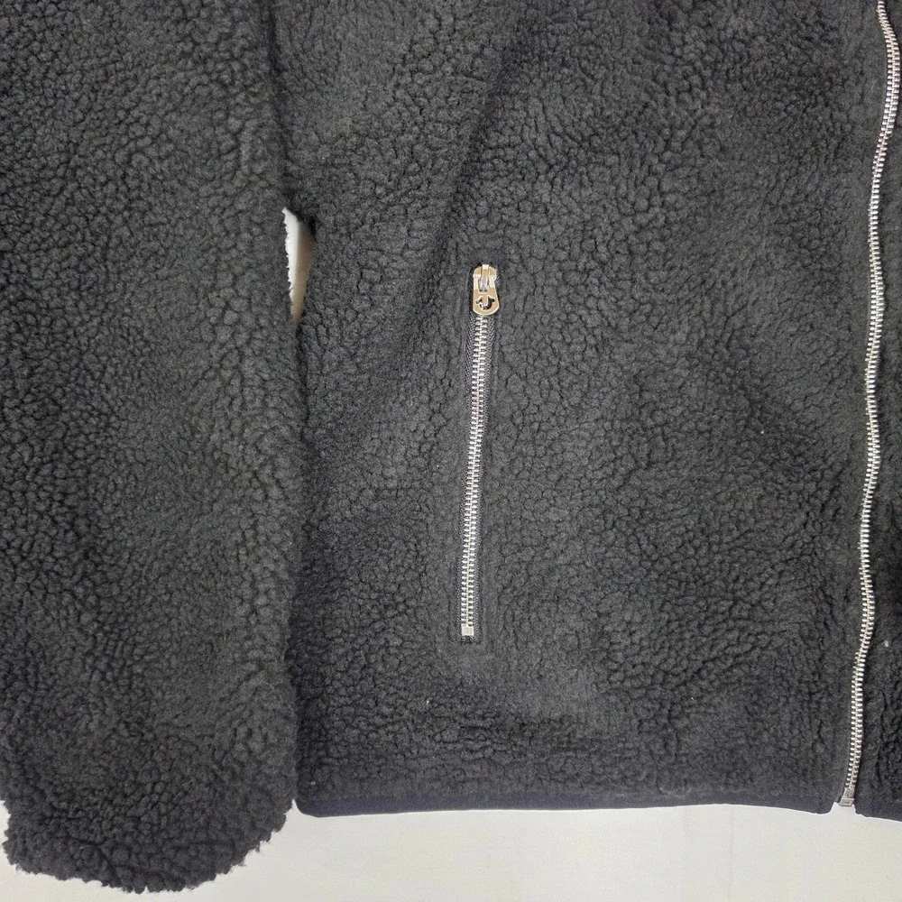 True Religion TR Logo Sherpa Jacket Eclipse Jet Black Men's Size XLarge